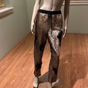 Robert Rodriguez Antique Gold And Black Silk With Drawstring Waist & Zippers  8